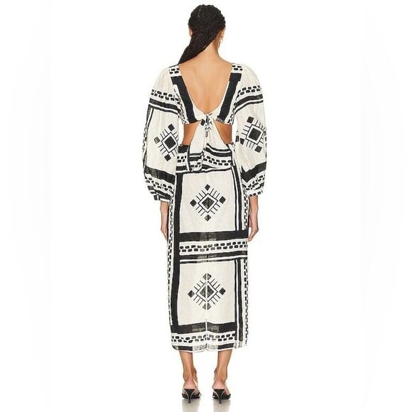 Johanna Ortiz Black White/ Ecru cutout Sachamama Ankle Dress 10 - Picture 3 of 10